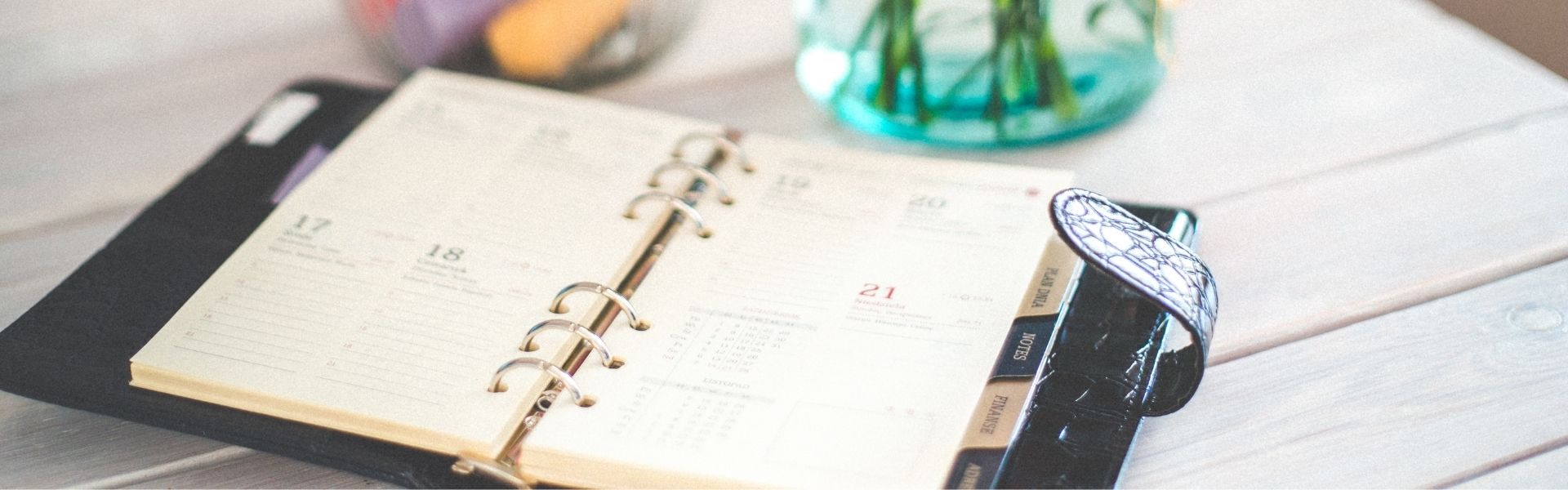 appointment book on table